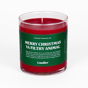Merry Christmas Ya Filthy Animal Candle by Candier, 9oz, Funny Christmas Candle